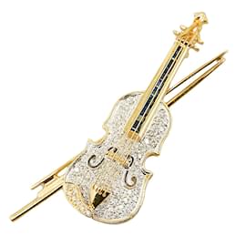& Other Stories-18Broche de violín de diamantes en oro k-Dorado