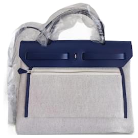 Hermès-Hermes Herbag Zip bag 31-Beige,Dark blue