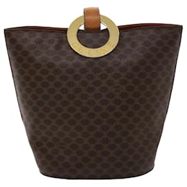 Céline-CELINE Macadam Canvas Hand Bag PVC Leather Brown Auth 46307-Brown