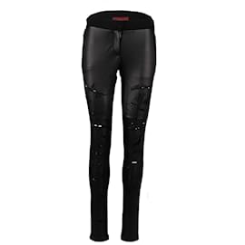 Autre Marque-Diliborio Distressed Leather Pants-Black