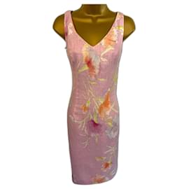 Renato Nucci-Renato Nucci Womens Orchid Pink Linen Floral Summer Dress UK 10 US 6 EU 38-Pink,Multiple colors