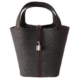 Hermès Bolsa Hermes Picotin 22 Cinza Feltro Havana Marrom Cinza