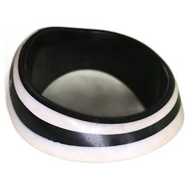 inconnue Pulseira assimétrica preta e branca em resina fundida vintage 60's Preto Branco