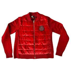 Moncler-Red knit bomber jacket-Red