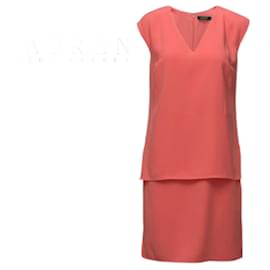 Ralph Lauren-Lauren Ralph Lauren Womens Coral Orange Overlay Summer Dress US 8 UK 12-Peach