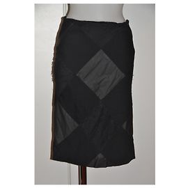 Gonna midi Gianni Versace nera seta lana cotone Nero