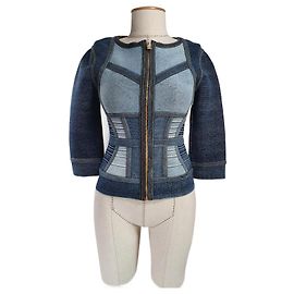 Herve Leger Indigo Denim Jacket Blue Blue