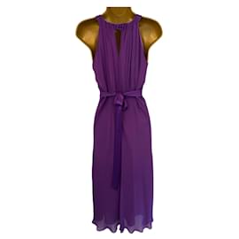 Hobbs-Hobbs London Cadbury Purple Silk Sleeveless Occasion Dress UK 10 US 6 EU 38-Purple