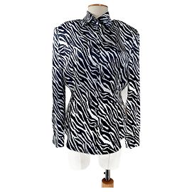 Magda Butrym Camicia in seta nera zebrata Nero Bianco