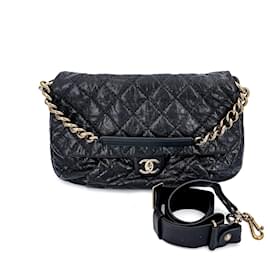 Chanel-Jumbo Distressed Caviar Black Bag-Black