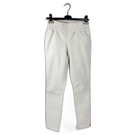 Autre Marque Calça de couro Ibana Colette Off White Branco