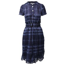 Abito Burberry a maniche corte con cintura in seta blu Blu