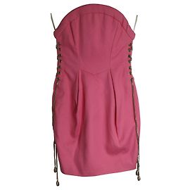 Dsquared2 Vestido sem Alças com Detalhe de Corrente em Rami Rosa Rosa