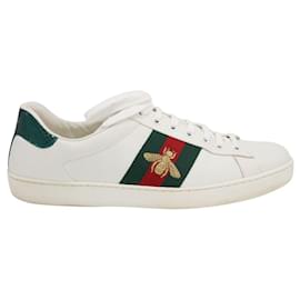 Gucci-Gucci Ace Sneakers with Python Embossed Panel in White Leather UK 9-White