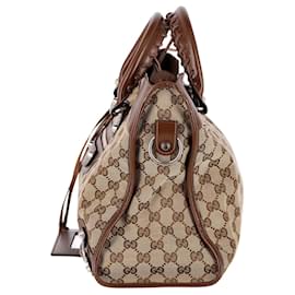 Gucci-Gucci X Balenciaga The Hacker Project GG Canvas Neo Classic Bag Medium aus braunem Canvas und Leder-Braun