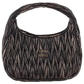 Bolsa Miu Miu Wander Hobo em Couro Napa Matelassê Marrom Marrom
