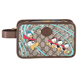 Gucci-Gucci x Disney Donald Duck Print Pouch in Brown Canvas-Other