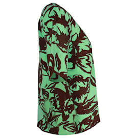 Dries Van Noten-Camiseta de punto jacquard floral de viscosa verde de Dries Van Noten-Verde