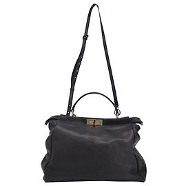 Fendi Peekaboo Tote Bag in Black Leather  Black