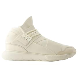 Y3-Qasa Sneakers - Y-3 - Leather - Beige/blanc-Brown,Beige