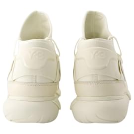 Y3-Qasa Sneakers - Y-3 - Leather - Beige/blanc-Brown,Beige