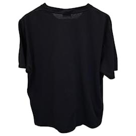 Saint Laurent-Saint Laurent Signature Logo Print T-shirt in Black Cotton-Black