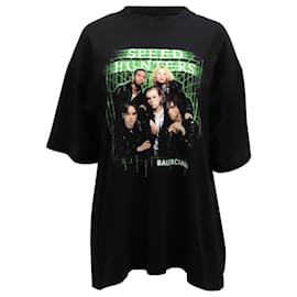 Balenciaga-Balenciaga Speed Hunters Print Oversized T-shirt in Black Cotton -Black