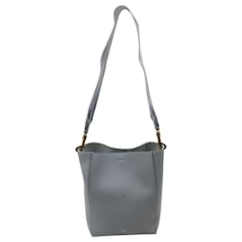 Céline-Celine Small Sangle Bucket Bag in 'Arctic Blue' Leather-Blue