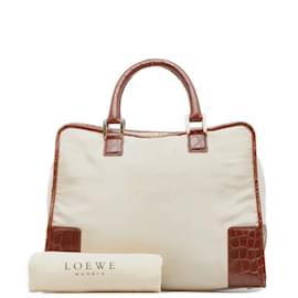 Loewe-Loewe Toile Amazona 36 Sac à main en toile en bon état-Beige