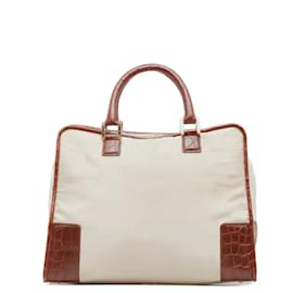 Loewe-Loewe Toile Amazona 36 Sac à main en toile en bon état-Beige