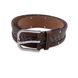 Fendi-Beige Canvas Leather Zucca Studded Belt Size 90/36-Beige