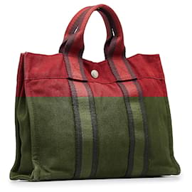 Hermès-Hermes cabas Rouge-Rouge