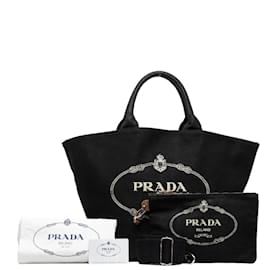 Prada-Canapa-Logo-Einkaufstasche 1BG163-Schwarz