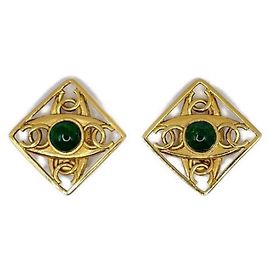 ***Boucles d'oreilles CHANEL vintage en pierre de diamant Vert