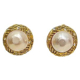 ***Boucles d'oreilles CHANEL en perles et strass Doré