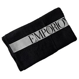 Emporio Armani Toalla de playa EA de algodón negro Negro