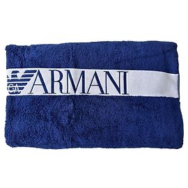 Emporio Armani Toalla de playa de algodón azul Azul