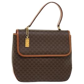 Céline-CELINE Macadam Canvas Hand Bag PVC Leather Brown Auth yk7546b-Brown
