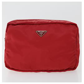 Prada-Prada pouch nylon 2Set Khaki Red Auth bs6416-Red,Khaki
