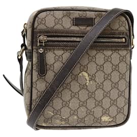 Gucci-GUCCI GG Canvas Umhängetasche PVC Leder Beige 233268 Auth tb745-Beige