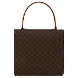 Céline-CELINE Macadam Canvas Hand Bag PVC Leather 2way Brown Auth 46306-Brown