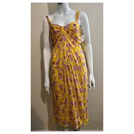 Diane Von Furstenberg-DvF Silvie silk sheath dress yellow and multicoloured florals-Multiple colors,Yellow