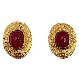 ***CHANEL Vintage-Steinohrringe Rot