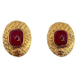 Chanel-***CHANEL  vintage stone earrings-Red