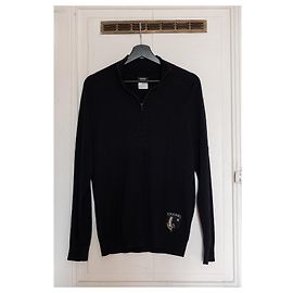 Chanel Herrenpullover aus Wolle und Baumwolle Schwarz