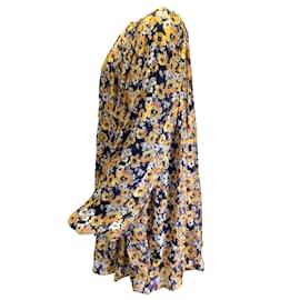 Saint Laurent-Amarillo Saint Laurent / Vestido de seda con un solo hombro y estampado floral multicolor negro-Amarillo