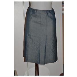 Falda midi Valentino efecto denim de seda y algodón azul claro Azul claro