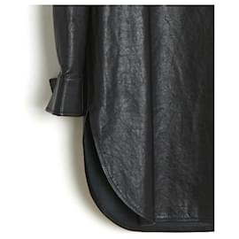 Maison Martin Margiela-Schwarzes Hemdblusenkleid aus Leder, Tunika FR38-Schwarz