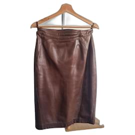 Jitrois-Skirt suit 100% LEATHER signed J.C.JITROIS registered trademark-Brown