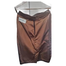 Jitrois-Skirt suit 100% LEATHER signed J.C.JITROIS registered trademark-Brown